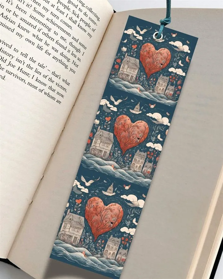 Semn de carte handmade cu inimă din pietre de râu.